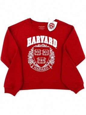 Harvard Red Crewneck Sweatshirt with White Crest - Kids